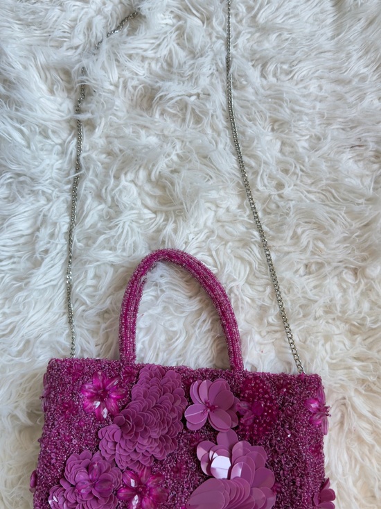 Handbags - Pink Floral Embellished Women’s Shoulder Bag